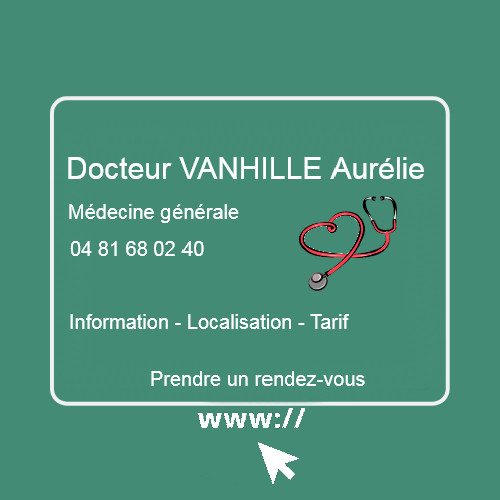 Bouton / Lien pour prendre rendez-vous en ligne avec le Docteur généraliste Aurélie VANHILLE 04 81 68 02 40